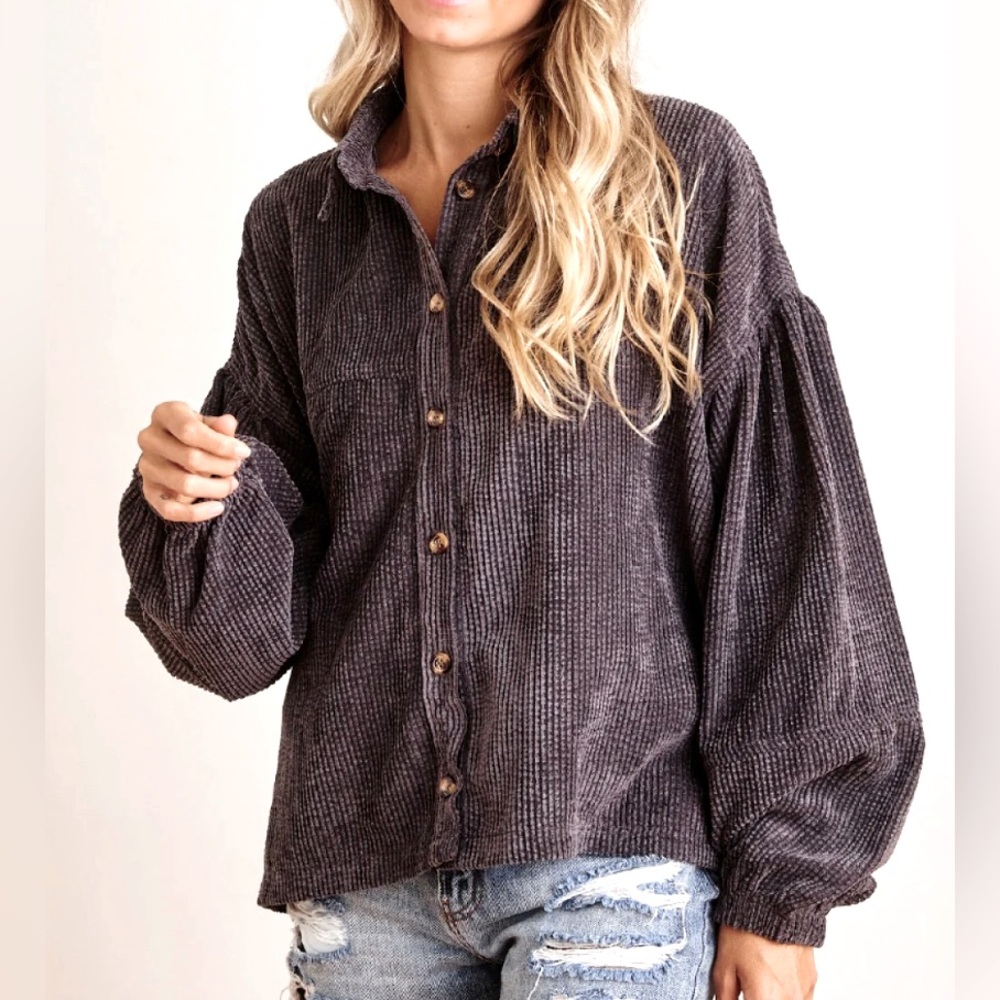 CES FEMME | CORDUROY COLLARED BUTTON-DOWN TOP/JACKET